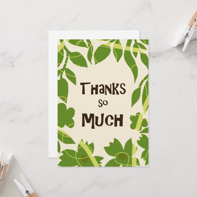 Invitación Simple Floral Green leaves Thank You Card (Anverso/Reverso In Situ)