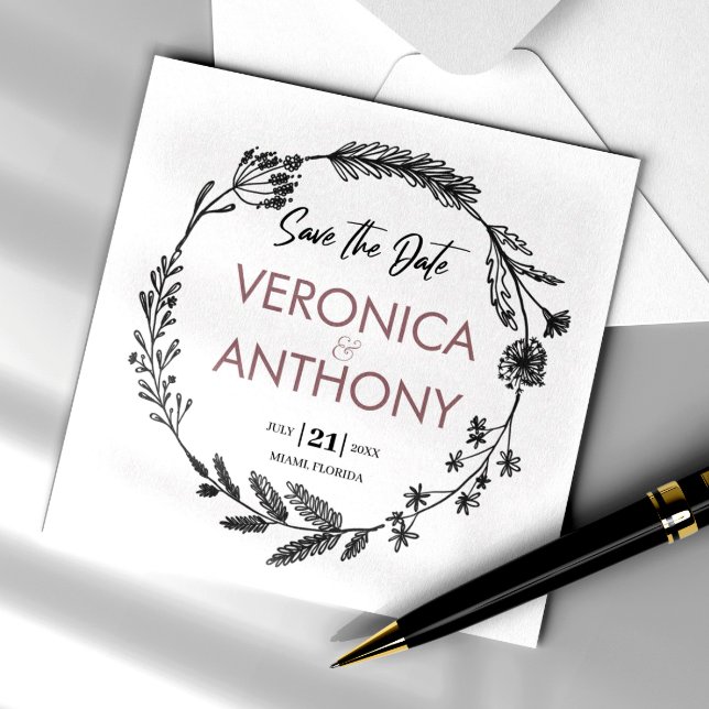 Invitación Simple Floral Guardar El Boda De Código QR Date (Simplify your RSVP with our QR code save-the-date, adding an unforgettable touch to your special day)
