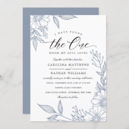 Invitación Simple Floral He Encontrado Uno | Boda azul