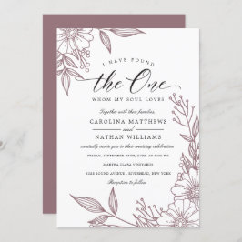 Invitación Simple Floral He Encontrado Uno | Boda Mauve