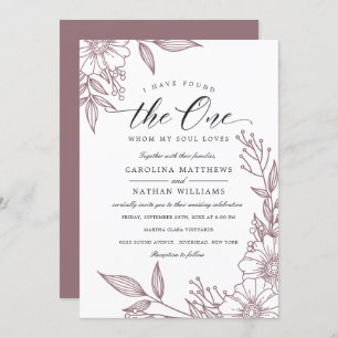 Invitación Simple Floral He Encontrado Uno   Boda Mauve