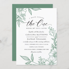 Invitación Simple Floral He Encontrado Uno | Boda Mint