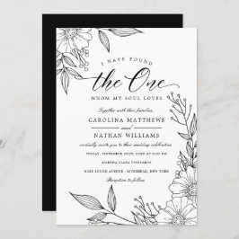 Invitación Simple Floral He Encontrado Uno | Boda negro