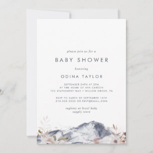 Invitación Simple Floral Mountain Baby Shower