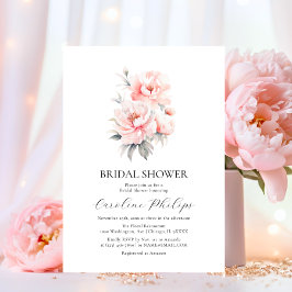 Invitación Simple Floral Peonies Rubor BRIDAL Pink SHOWER