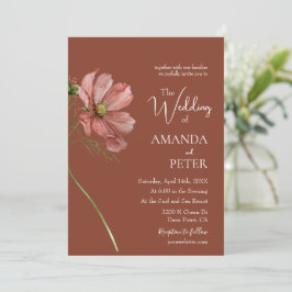 Invitación Simple Floral Terracotta Wedding