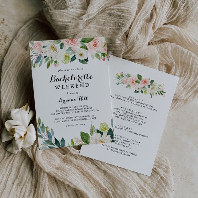 Invitación Simple Floral Verde Foliage Bachelorette Weekend (Subido por el creador)