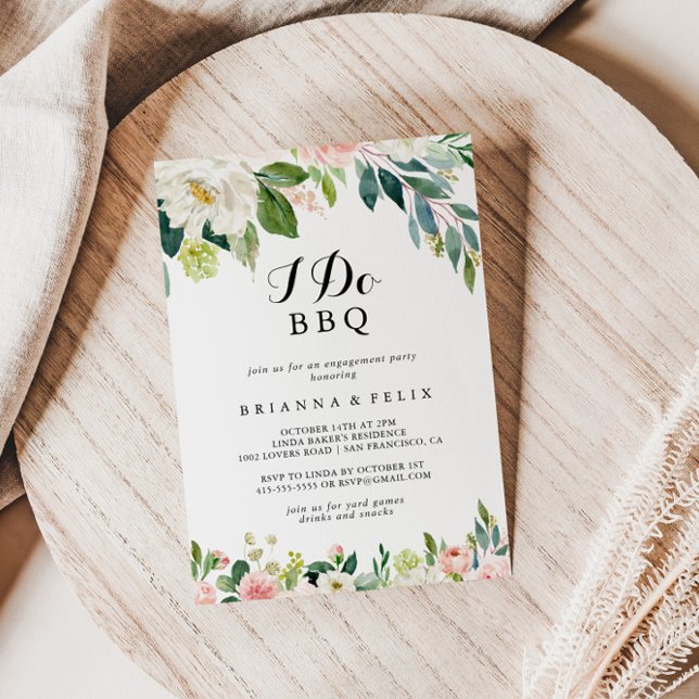 Invitación Simple Floral Verde I Do BBQ Engagement Party (Subido por el creador)