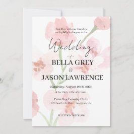 Invitación Simple flower Black & White Wedding Invitation