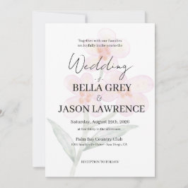 Invitación Simple flower Black & White Wedding Invitation