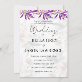 Invitación Simple flower Black & White Wedding Invitation
