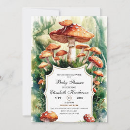 Invitación Simple Forest Mushroom Baby Shower