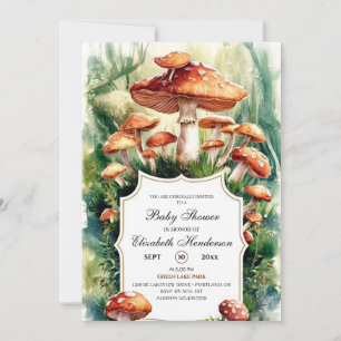 Invitación Simple Forest Mushroom Baby Shower
