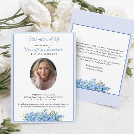 Invitación Simple Forget-me-nots Photo Memorial Service