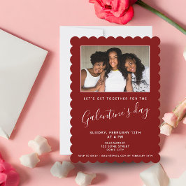 Invitación Simple Foto de Amiga del Día de Galentine Roja