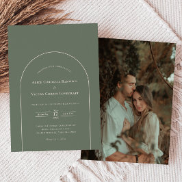 Invitación Simple foto de Boda verde de Boho Arch Sage