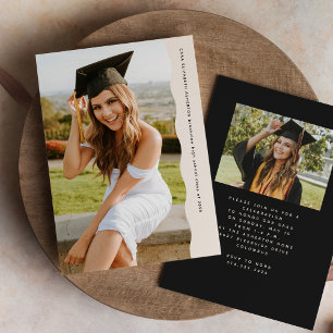 Invitación Simple foto de graduación con borde ondulado de mo