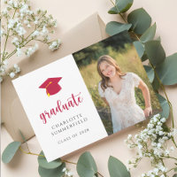 Simple foto de graduación roja de Cap & Tassel