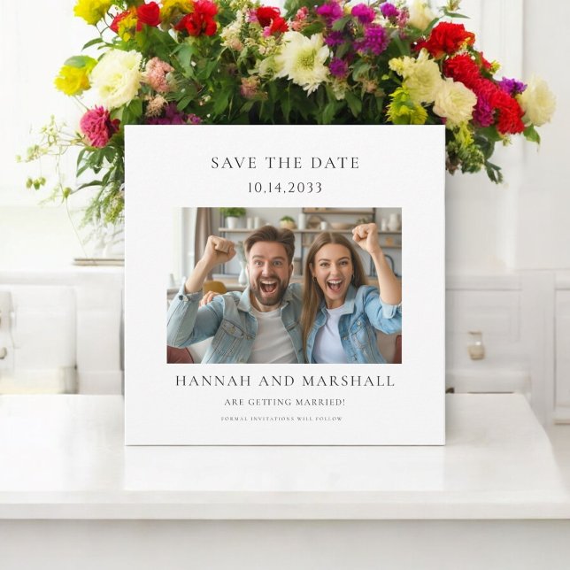 Invitación Simple foto mínima guardar la fecha (minimalistic save the wedding date card , fully editable so you can make it your own )