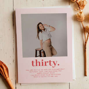 Invitación Simple foto mínima rosa suave 30 cumpleaños