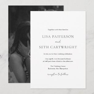 Invitación Simple foto minimal Clásico de matrimonio elegante