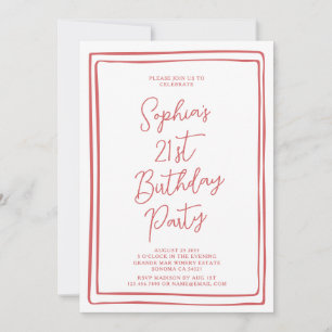 Invitación Simple foto roja con letra manuscrita para cumplea