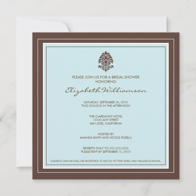 Invitación Simple Frame Bridal Shower Invitation (aqua) (Anverso)