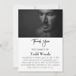 Invitación Simple Funeral Foto Gracias Tarjeta, Compasión