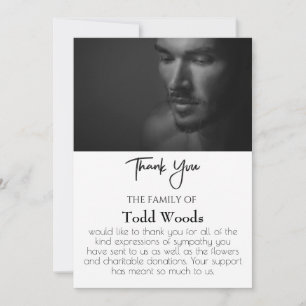 Invitación Simple Funeral Foto Gracias Tarjeta, Compasión