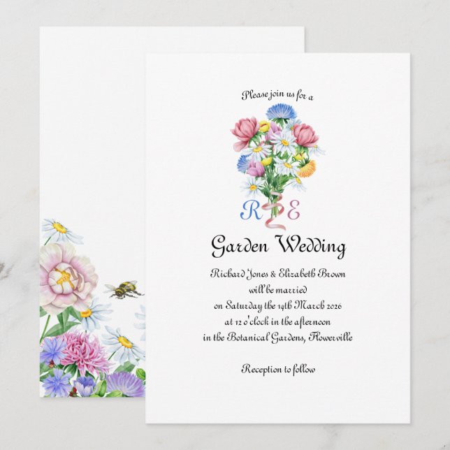 Invitación Simple Garden Spring Daisy Wildflower Minimal (Anverso / Reverso)