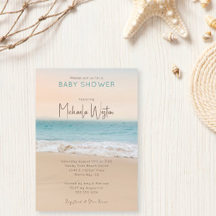 Invitación Simple Gender Neutral Beach Baby Shower