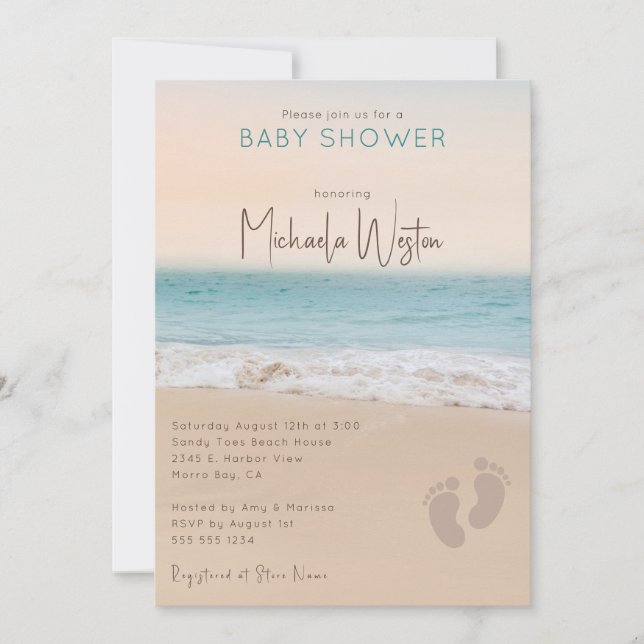 Invitación Simple Gender Neutral Beach Baby Shower (Anverso)