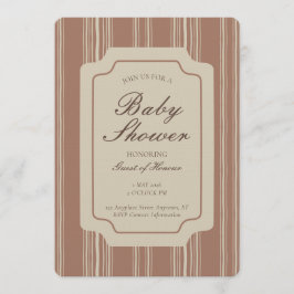 Invitación Simple Gender Neutral Geometric Stripe Brown Beige
