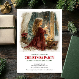 Invitación Simple girl awaits Santa editable Christmas invite