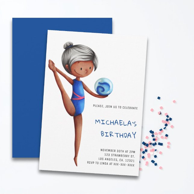 Invitación Simple Girl Rhythmic Gymnastics Birthday Party (Subido por el creador)