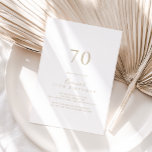 Invitación Simple Gold 70th Birthday Party Invitation<br><div class="desc">Esta sencilla invitación a la fiesta de cumpleaños número 70 es perfecta para una fiesta de cumpleaños moderna. El diseño,  sencillo y elegante,  presenta una tipografía de escritura clásica y elegante en oro.</div>