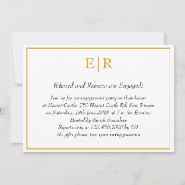 Invitación Simple Gold Monograma Elegante Partido de Compromi