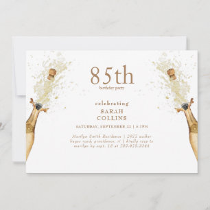 Invitación Simple Gold Text Champagne 85ª fiesta de cumpleaño
