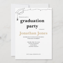 Invitación Simple gorra y borla de graduación universitaria