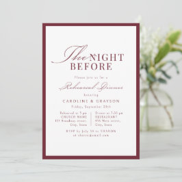 Invitación Simple Graceful Script Burgundy La Noche Antes