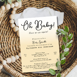 Invitación Simple Gracioso Oh Bebé Amarillo Segundo Bebé Roci