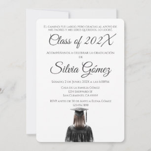 Invitación Simple graduación de 2026 en negro y blanco