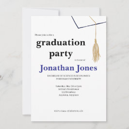 Invitación Simple Graduación Universitaria con Gorra y Borla