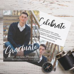 Invitación Simple Graduate Script Photo Graduation