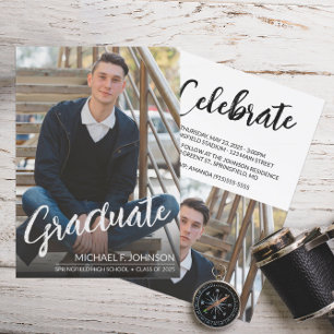Invitación Simple Graduate Script Photo Graduation