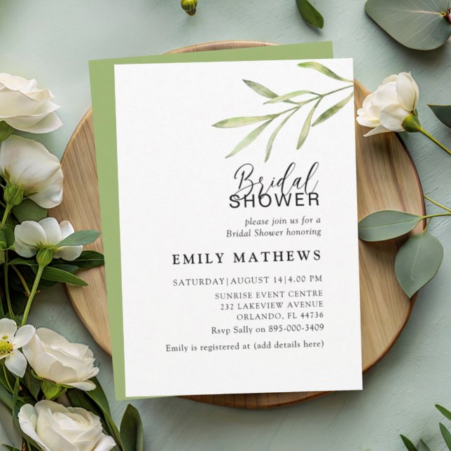 Invitación Simple Green Botanical Bridal Shower (Subido por el creador)