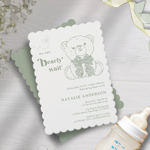 Invitación Simple Green Bow Podemos Esperar A Baby Shower