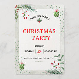 Invitación Simple Green Christmas Party Invitation Card