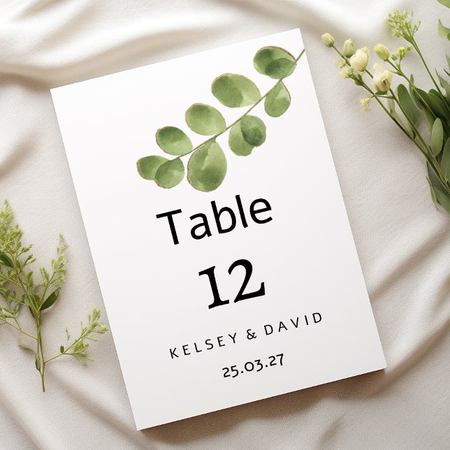 Invitación Simple green gold eucalyptus leaves Table Numbers (Simple green gold eucalyptus leaves Table Numbers )