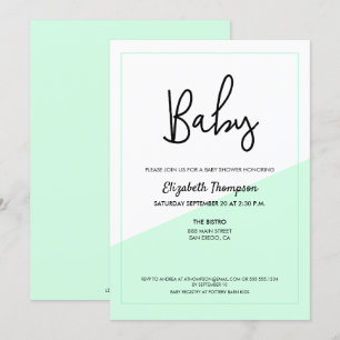 Invitación Simple Green Modern Gender Neutral Baby Shower